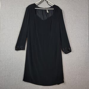 Vintage Unbranded Black Embellished Cuff LS Sweetheart Neck Dress Womens 14W